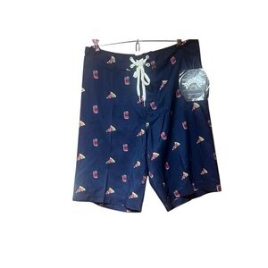Made In Paradise Pizza Graphic Men’s Board Shorts‎ NWT